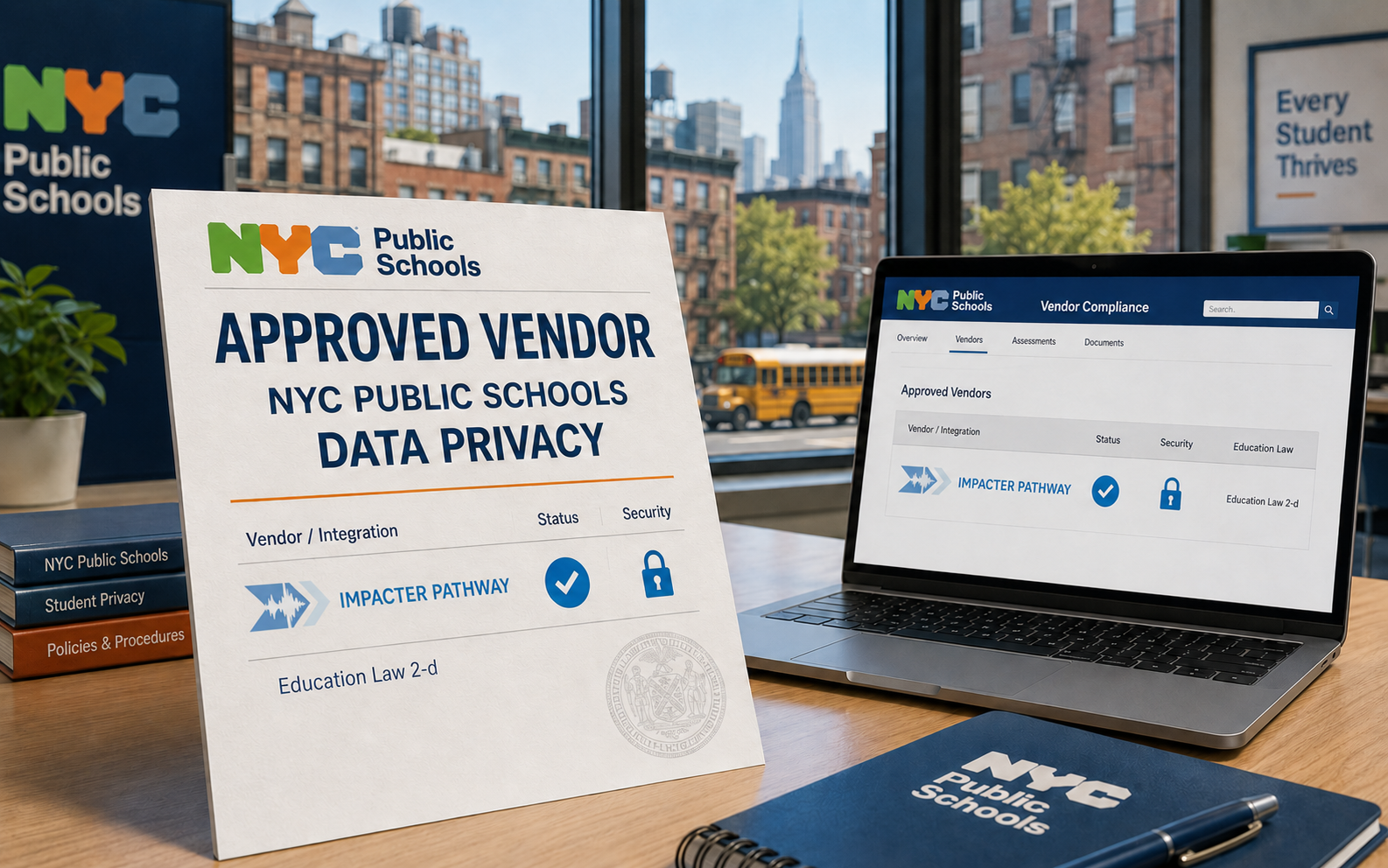 NYC Public Schools approved-vendor data privacy record listing Impacter Pathway